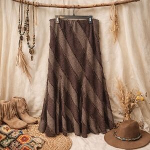 Vintage Lana Lee 90s Boho Brown Patchwork Skirt 8